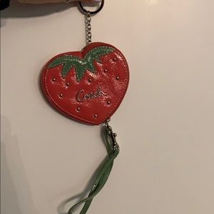 Coach Strawberry Wristlet with Keychain